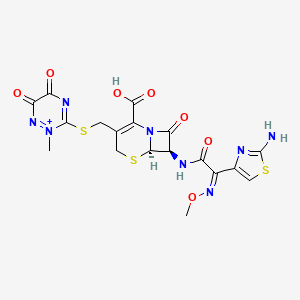 molecular formula C18H17N8O7S3+ B12353895 (6R,7R)-7-[[(2Z)-2-(2-amino-1,3-thiazol-4-yl)-2-methoxyiminoacetyl]amino]-3-[(2-methyl-5,6-dioxo-1,2,4-triazin-2-ium-3-yl)sulfanylmethyl]-8-oxo-5-thia-1-azabicyclo[4.2.0]oct-2-ene-2-carboxylic acid 