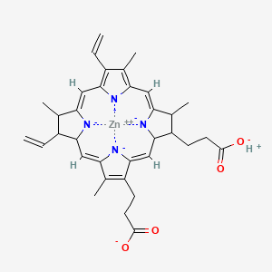 zinc;3-[(4Z,10Z,15Z,19Z)-18-(2-carboxylatoethyl)-8,13-bis(ethenyl)-3,7,12,17-tetramethyl-1,2,3,12,13,14-hexahydroporphyrin-21,22,23,24-tetraid-2-yl]propanoate;hydron