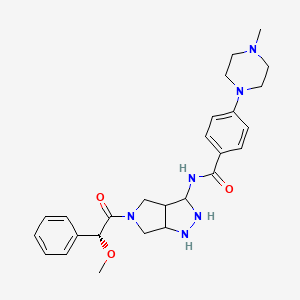 molecular formula C26H34N6O3 B12354017 N-[5-[(2R)-2-methoxy-2-phenylacetyl]-2,3,3a,4,6,6a-hexahydro-1H-pyrrolo[3,4-c]pyrazol-3-yl]-4-(4-methylpiperazin-1-yl)benzamide 