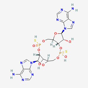 molecular formula C20H24N10O10P2S2 B12354035 (1R,6R,8R,9R,10S,15R,17R)-8,17-bis(6-aminopurin-9-yl)-12-hydroxy-3-oxo-3-sulfanyl-12-sulfanylidene-2,4,7,11,13,16-hexaoxa-3lambda5,12lambda5-diphosphatricyclo[13.2.1.06,10]octadecane-9,18-diol 