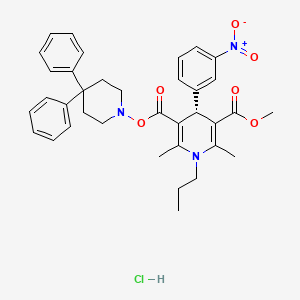 3,5-Pyridinedicarboxylicacid, 1,4-dihydro-2,6-dimethyl-4-(3-nitrophenyl)-,3-(4,4-diphenyl-1-piperidinyl)propyl methyl ester, monohydrochloride, (4R)-(9CI)