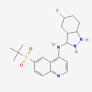 molecular formula C20H27FN4O2S B12354226 6-tert-butylsulfonyl-N-(5-fluoro-2,3,3a,4,5,6,7,7a-octahydro-1H-indazol-3-yl)quinolin-4-amine 