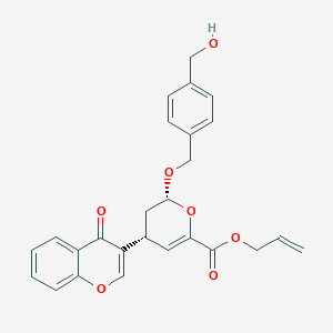 molecular formula C26H24O7 B1235445 (2R,4R)-2-[[4-(hydroxymethyl)phenyl]methoxy]-4-(4-oxo-1-benzopyran-3-yl)-3,4-dihydro-2H-pyran-6-carboxylic acid prop-2-enyl ester 
