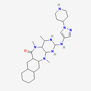 2,7,9-Trimethyl-5-[(1-piperidin-4-ylpyrazol-4-yl)amino]-2,4,6,9-tetrazatetracyclo[9.8.0.03,8.013,18]nonadecan-10-one