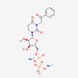 molecular formula C17H20N2Na2O13P2 B12354574 disodium;[[(2R,3S,4R,5R)-5-(2,4-dioxo-3-phenacyl-1,3-diazinan-1-yl)-3,4-dihydroxyoxolan-2-yl]methoxy-oxidophosphoryl] hydrogen phosphate 