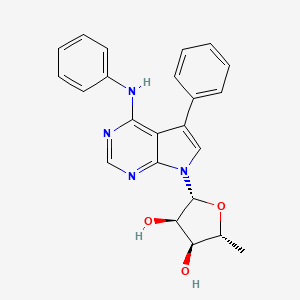 molecular formula C23H22N4O3 B1235466 2-Methyl-5-(5-phenyl-4-phenylamino-pyrrolo[2,3-d]pyrimidin-7-yl)-tetrahydro-furan-3,4-diol 