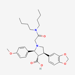 molecular formula C29H38N2O6 B1235467 (2S,3S,4R)-4-(1,3-苯并二氧杂-5-基)-1-[2-(二丁基氨基)-2-氧代乙基]-2-(4-甲氧基苯基)吡咯烷-3-羧酸 