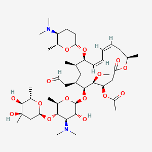 Leucomycin V, 9-O-[(2R,5S,6R)-5-(dimethylamino)tetrahydro-6-methyl-2H-pyran-2-yl]-, 3-acetate