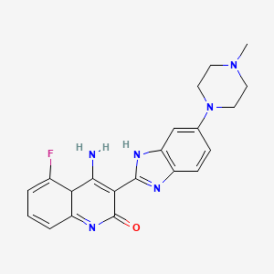 molecular formula C21H21FN6O B12354826 (3E)-5-Fluoro-4-imino-3-[5-(4-methylpiperazin-1-yl)-1,3-dihydro-2H-benzimidazol-2-ylidene]-4,4a-dihydroquinolin-2(3H)-one 