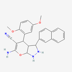 6-Amino-4-(2,5-dimethoxyphenyl)-3-naphthalen-2-yl-1,2,3,3a,4,7a-hexahydropyrano[2,3-c]pyrazole-5-carbonitrile