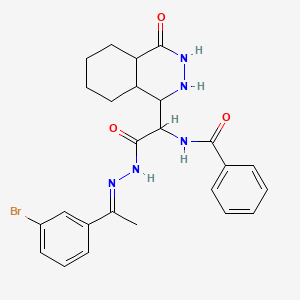 N-[2-[(2E)-2-[1-(3-bromophenyl)ethylidene]hydrazinyl]-2-oxo-1-(4-oxo-2,3,4a,5,6,7,8,8a-octahydro-1H-phthalazin-1-yl)ethyl]benzamide