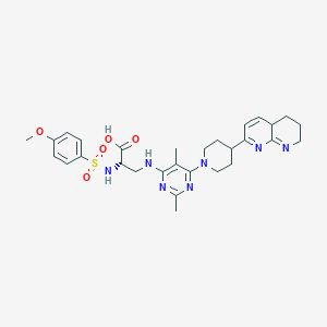 molecular formula C29H37N7O5S B12354897 (2S)-3-[[6-[4-(4a,5,6,7-tetrahydro-1,8-naphthyridin-2-yl)piperidin-1-yl]-2,5-dimethylpyrimidin-4-yl]amino]-2-[(4-methoxyphenyl)sulfonylamino]propanoic acid 