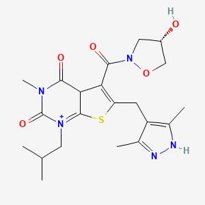 6-[(3,5-dimethyl-1H-pyrazol-4-yl)methyl]-5-[(4S)-4-hydroxy-1,2-oxazolidine-2-carbonyl]-3-methyl-1-(2-methylpropyl)-4aH-thieno[2,3-d]pyrimidin-1-ium-2,4-dione