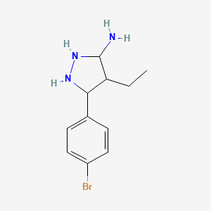 molecular formula C11H16BrN3 B12355015 5-(4-Bromophenyl)-4-ethylpyrazolidin-3-amine 