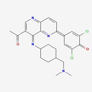 4-[7-Acetyl-8-[4-[(dimethylamino)methyl]cyclohexyl]imino-1,5-naphthyridin-2-ylidene]-2,6-dichlorocyclohexa-2,5-dien-1-one