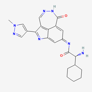 (2R)-2-amino-2-cyclohexyl-N-[2-(1-methylpyrazol-4-yl)-9-oxo-3,10,11-triazatricyclo[6.4.1.04,13]trideca-1(13),2,4,7,11-pentaen-6-ylidene]acetamide