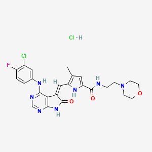 5-[[4-[(3-Chloro-4-fluorophenyl)amino]-6,7-dihydro-6-oxo-5H-pyrrolo[2,3-d]pyrimidin-5-ylidene]methyl]-4-methyl-N-[2-(4-morpholinyl)ethyl]-1H-pyrrole-2-carboxamide hydrochloride