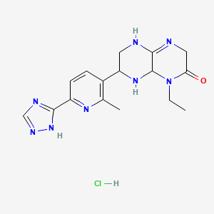 molecular formula C16H21ClN8O B12355179 4-ethyl-6-[2-methyl-6-(1H-1,2,4-triazol-5-yl)pyridin-3-yl]-2,4a,5,6,7,8-hexahydropyrazino[2,3-b]pyrazin-3-one;hydrochloride 