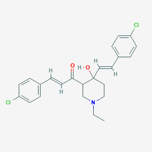 molecular formula C24H25Cl2NO2 B1235521 1-Ethyl-3-[(E)-3-(4-chlorophenyl)propenoyl]-4-[(E)-2-(4-chlorophenyl)ethenyl]piperidin-4-ol 
