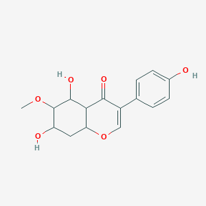 molecular formula C16H18O6 B12355238 5,7-Dihydroxy-3-(4-hydroxyphenyl)-6-methoxy-4a,5,6,7,8,8a-hexahydrochromen-4-one 