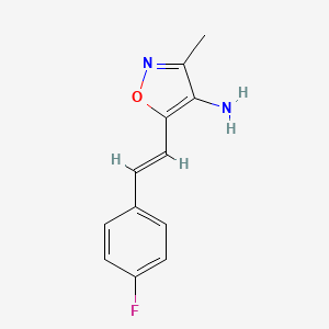 molecular formula C12H11FN2O B12355359 5-[2-(4-Fluorophenyl)ethenyl]-3-methyl-1,2-oxazol-4-amine 