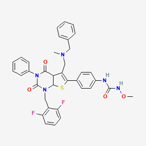 molecular formula C36H33F2N5O4S B12355515 1-[4-[5-[[Benzyl(methyl)amino]methyl]-1-[(2,6-difluorophenyl)methyl]-2,4-dioxo-3-phenyl-4a,7a-dihydrothieno[2,3-d]pyrimidin-6-yl]phenyl]-3-methoxyurea 