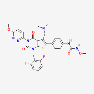 molecular formula C29H29F2N7O5S B12355593 1-[4-[1-[(2,6-Difluorophenyl)methyl]-5-[(dimethylamino)methyl]-3-(6-methoxypyridazin-3-yl)-2,4-dioxo-4a,7a-dihydrothieno[2,3-d]pyrimidin-6-yl]phenyl]-3-methoxyurea 