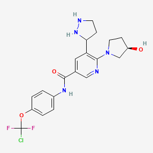 molecular formula C20H22ClF2N5O3 B12355637 N-[4-[chloro(difluoro)methoxy]phenyl]-6-[(3R)-3-hydroxypyrrolidin-1-yl]-5-pyrazolidin-3-ylpyridine-3-carboxamide 