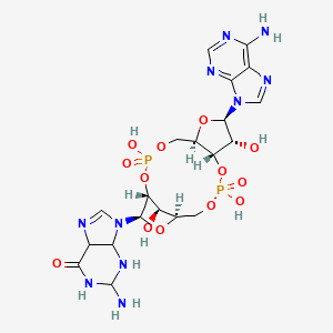 2-amino-9-[(1R,6R,8R,9R,10S,15R,17R,18R)-8-(6-aminopurin-9-yl)-3,9,12,18-tetrahydroxy-3,12-dioxo-2,4,7,11,13,16-hexaoxa-3lambda5,12lambda5-diphosphatricyclo[13.2.1.06,10]octadecan-17-yl]-2,3,4,5-tetrahydro-1H-purin-6-one