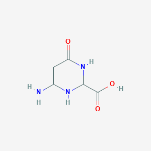 molecular formula C5H9N3O3 B12355728 4-Amino-6-oxo-1,3-diazinane-2-carboxylic acid 