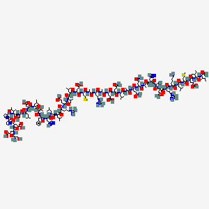 5-[[5-amino-1-[[1-[[1-[[5-amino-1-[[5-amino-1-[[1-[[1-[[1-[[4-amino-1-[[1-[[6-amino-1-[[1-[[1-[[1-[[1-[(1-amino-3-methyl-1-oxopentan-2-yl)amino]-3-methyl-1-oxopentan-2-yl]amino]-4-carboxy-1-oxobutan-2-yl]amino]-4-methylsulfanyl-1-oxobutan-2-yl]amino]-4-methyl-1-oxopentan-2-yl]amino]-1-oxohexan-2-yl]amino]-5-carbamimidamido-1-oxopentan-2-yl]amino]-1,4-dioxobutan-2-yl]amino]-3-hydroxy-1-oxopropan-2-yl]amino]-3-(1H-imidazol-5-yl)-1-oxopropan-2-yl]amino]-1-oxopropan-2-yl]amino]-1,5-dioxopentan-2-yl]amino]-1,5-dioxopentan-2-yl]amino]-1-oxopropan-2-yl]amino]-4-methyl-1-oxopentan-2-yl]amino]-1,5-dioxopentan-2-yl]amino]-4-[2-[[2-[2-[[2-[[2-[[2-[[2-[[2-[[2-[[2-[[2-[[2-[[2-[[2-[[2-[[2-[[2-[[2-[[2-[[1-[1-[2-[[2-[(2-amino-3-hydroxypropanoyl)amino]-4-carboxybutanoyl]amino]-4-carboxybutanoyl]pyrrolidine-2-carbonyl]pyrrolidine-2-carbonyl]amino]-3-methylpentanoyl]amino]-3-hydroxypropanoyl]amino]-4-methylpentanoyl]amino]-3-carboxypropanoyl]amino]-4-methylpentanoyl]amino]-3-hydroxybutanoyl]amino]-3-phenylpropanoyl]amino]-3-(1H-imidazol-5-yl)propanoyl]amino]-4-methylpentanoyl]amino]-4-methylpentanoyl]amino]-5-carbamimidamidopentanoyl]amino]-4-carboxybutanoyl]amino]-3-methylbutanoyl]amino]-4-methylpentanoyl]amino]-4-carboxybutanoyl]amino]-4-methylsulfanylbutanoyl]amino]propanoylamino]-5-carbamimidamidopentanoyl]amino]propanoylamino]-5-oxopentanoic acid