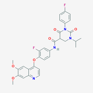 molecular formula C31H28F2N4O6 B12355803 N-[4-(6,7-dimethoxyquinolin-4-yl)oxy-3-fluorophenyl]-3-(4-fluorophenyl)-2,4-dioxo-1-propan-2-yl-1,3-diazinane-5-carboxamide 