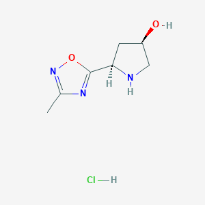 molecular formula C7H12ClN3O2 B12355806 (3R,5R)-5-(3-methyl-1,2,4-oxadiazol-5-yl)pyrrolidin-3-ol hydrochloride 