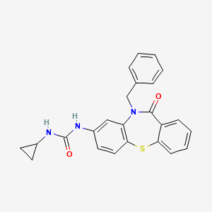 molecular formula C24H21N3O2S B1235596 1-环丙基-3-[6-氧代-5-(苯甲基)-3-苯并[b][1,4]苯并噻吩基]脲 