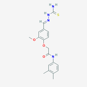 molecular formula C19H22N4O3S B1235599 2-{4-[(E)-(2-carbamothioylhydrazinylidene)methyl]-2-methoxyphenoxy}-N-(3,4-dimethylphenyl)acetamide 