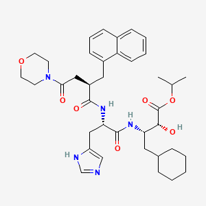 molecular formula C38H51N5O7 B1235601 4-Cyclohexyl-2-hydroxy-3-[3-(1H-imidazol-4-yl)-2-(4-morpholin-4-yl-2-naphthalen-1-ylmethyl-4-oxo-butyrylamino)-propionylamino]-butyric acid isopropyl ester 
