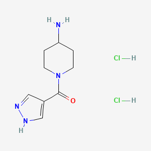 molecular formula C9H16Cl2N4O B12356020 1-(1H-pyrazole-4-carbonyl)piperidin-4-amine dihydrochloride 