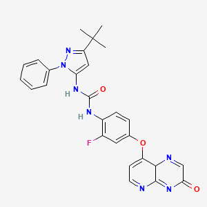 molecular formula C27H24FN7O3 B12356086 1-(5-tert-butyl-2-phenylpyrazol-3-yl)-3-[2-fluoro-4-[(3-oxo-8aH-pyrido[2,3-b]pyrazin-8-yl)oxy]phenyl]urea 