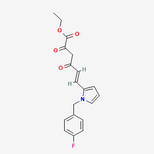 molecular formula C19H18FNO4 B1235620 ethyl (E)-6-[1-[(4-fluorophenyl)methyl]pyrrol-2-yl]-2,4-dioxo-hex-5-enoate 