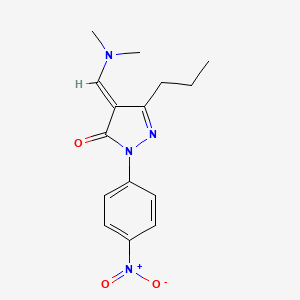 molecular formula C15H18N4O3 B1235621 (4E)-4-(dimethylaminomethylidene)-2-(4-nitrophenyl)-5-propylpyrazol-3-one 