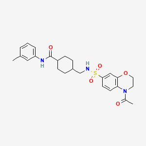 molecular formula C25H31N3O5S B1235625 4-[[[(4-乙酰基-2,3-二氢-1,4-苯并恶嗪-7-基)磺酰胺基]甲基]-N-(3-甲基苯基)-1-环己烷甲酰胺 