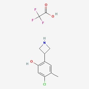 molecular formula C12H13ClF3NO3 B12356263 2-(Azetidin-3-yl)-5-chloro-4-methylphenol, trifluoroacetic acid 