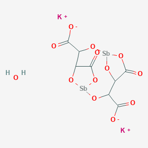 molecular formula C8H6K2O13Sb2 B12356330 dipotassium;5,11-dioxo-2,6,8,12,13,14-hexaoxa-1,7-distibatricyclo[8.2.1.14,7]tetradecane-3,9-dicarboxylate;hydrate 