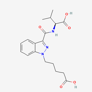 molecular formula C18H23N3O5 B12356373 (S)-5-(3-((1-carboxy-2-methylpropyl)carbamoyl)-1H-indazol-1-yl)pentanoicacid 