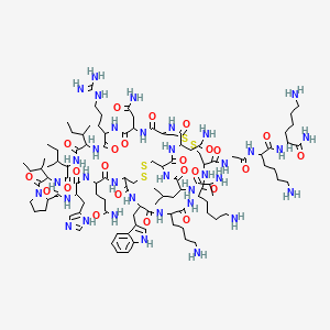 molecular formula C106H175N35O24S4 B12356418 L-Lysinamide, L-alanyl-L-leucyl-L-cysteinyl-L-asparaginyl-L-cysteinyl-L-asparaginyl-L-arginyl-L-isoleucyl-L-isoleucyl-L-isoleucyl-L-prolyl-L-histidyl-L-glutaminyl-L-cysteinyl-L-tryptophyl-L-lysyl-L-lysyl-L-cysteinylglycyl-L-lysyl-, cyclic (3-->14),(5-->18)-bis(disulfide) 