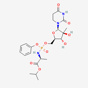 molecular formula C22H32N3O10P B12356453 propan-2-yl (2S)-2-[[[(2R,3R,4S,5R)-5-(2,4-dioxo-1,3-diazinan-1-yl)-3,4-dihydroxy-4-methyloxolan-2-yl]methoxy-phenoxyphosphoryl]amino]propanoate 