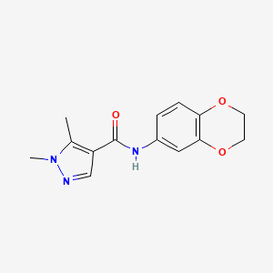 molecular formula C14H15N3O3 B1235649 N-(2,3-dihydro-1,4-benzodioxin-6-yl)-1,5-dimethyl-4-pyrazolecarboxamide 