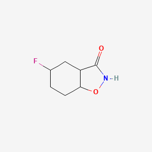 molecular formula C7H10FNO2 B12356592 5-Fluoro-3a,4,5,6,7,7a-hexahydro-1,2-benzoxazol-3-one 