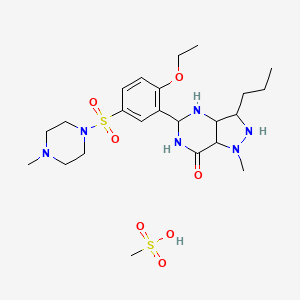 molecular formula C23H40N6O7S2 B12356602 5-[2-ethoxy-5-(4-methylpiperazin-1-yl)sulfonylphenyl]-1-methyl-3-propyl-3,3a,4,5,6,7a-hexahydro-2H-pyrazolo[4,3-d]pyrimidin-7-one;methanesulfonic acid 