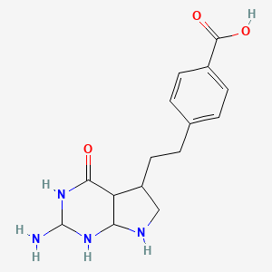 molecular formula C15H20N4O3 B12356660 4-[2-(2-Amino-4-oxo-1,2,3,4a,5,6,7,7a-octahydropyrrolo[2,3-d]pyrimidin-5-yl)ethyl]benzoic acid 